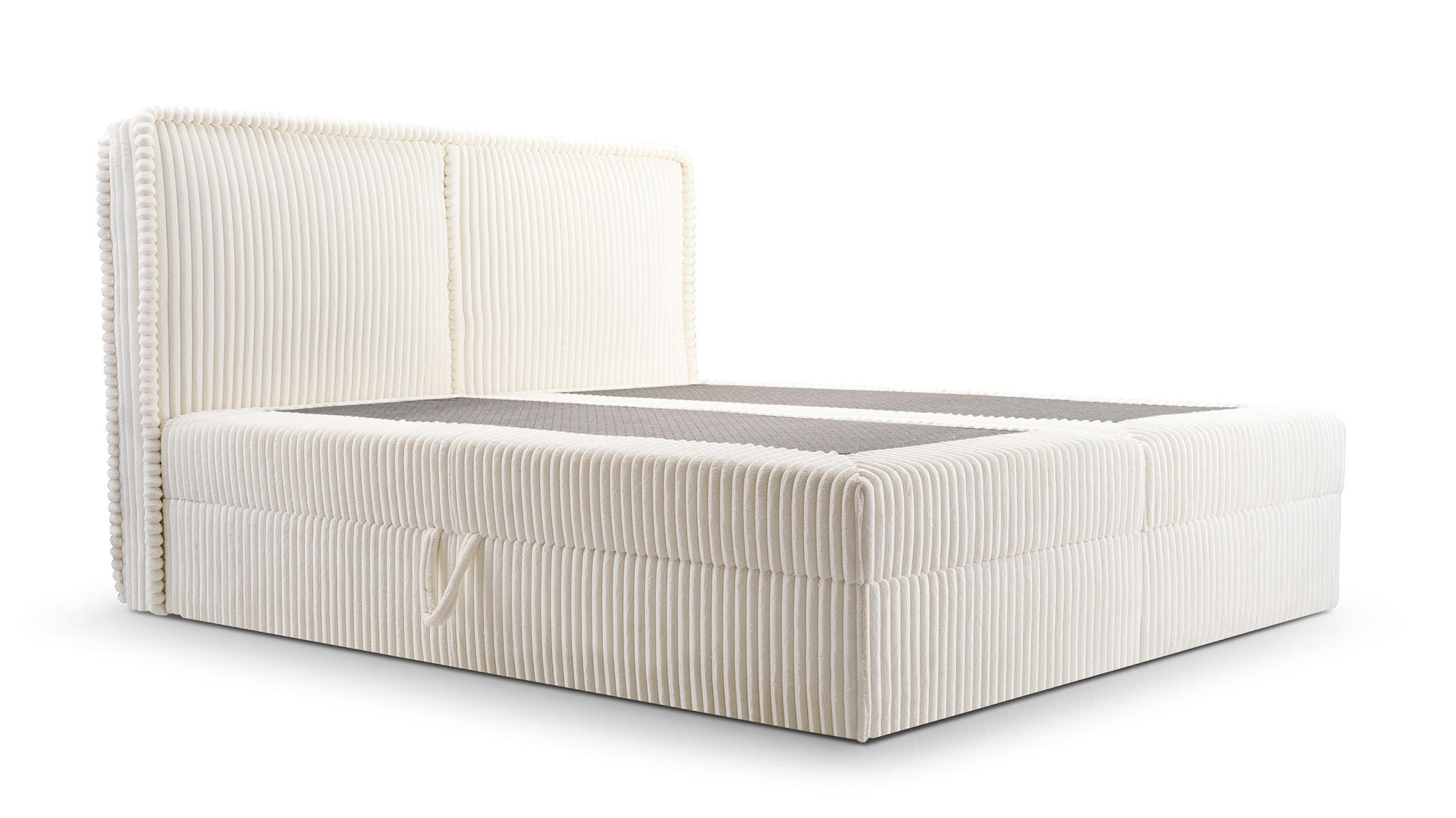 BOXBETT 04 140 x 200 cm - Ambience – Modernes Polsterbett mit Bettkasten, Topper und gepolstertem Kopfteil, Stoffbezug, Stauraumbett - Beige, Holz (140/200cm) - ROYAL24_MARKT