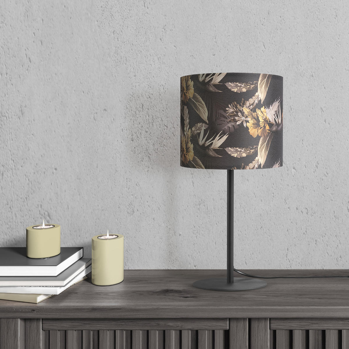 TISCHLAMPE Luca Tl Flo 004 - Schwarz, Metall (18/18/36.5cm) - Paco Home