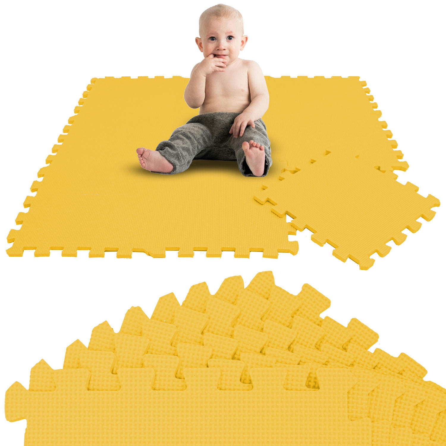 SPIELMATTE ab Null - 90 cm Baby Puzzlematte Gelb - Gelb, Kunststoff (30/30cm) - Littletom