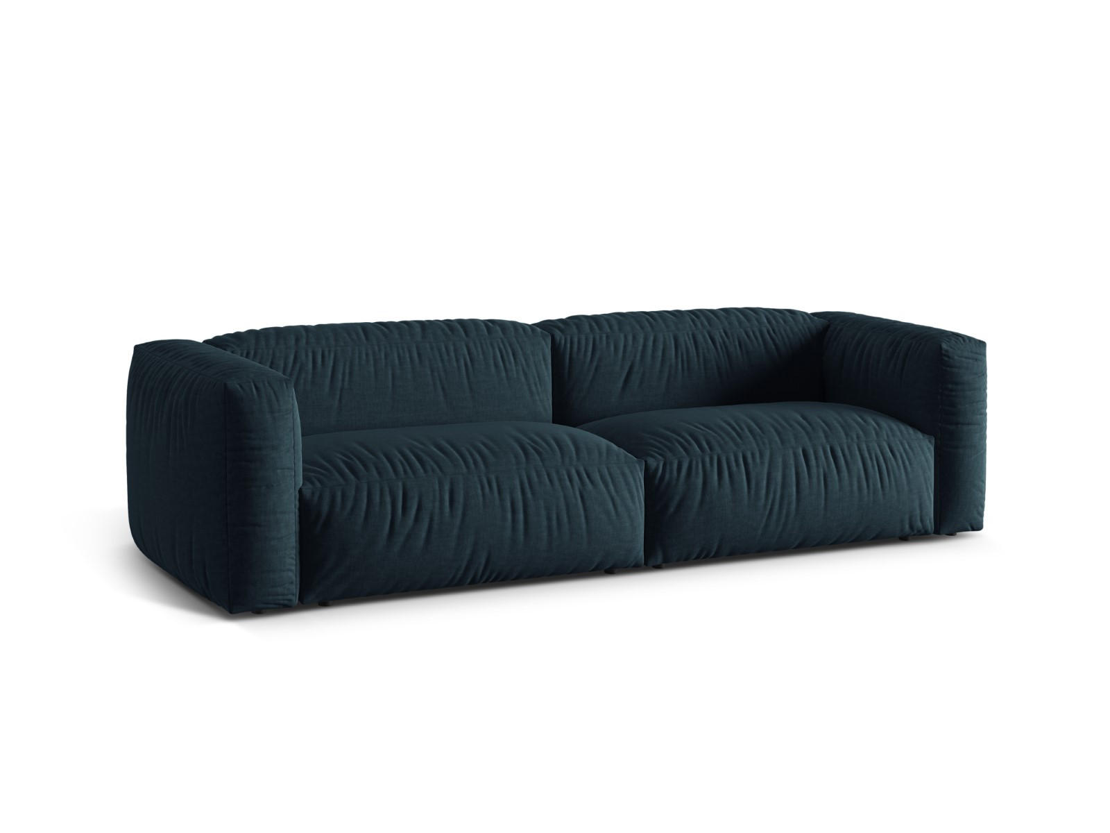 SOFA modular Martina aus strukturiertem Stoff jeansblau 3 Sitzplätze - Blau, Textil (106/75/240cm) - Micadoni
