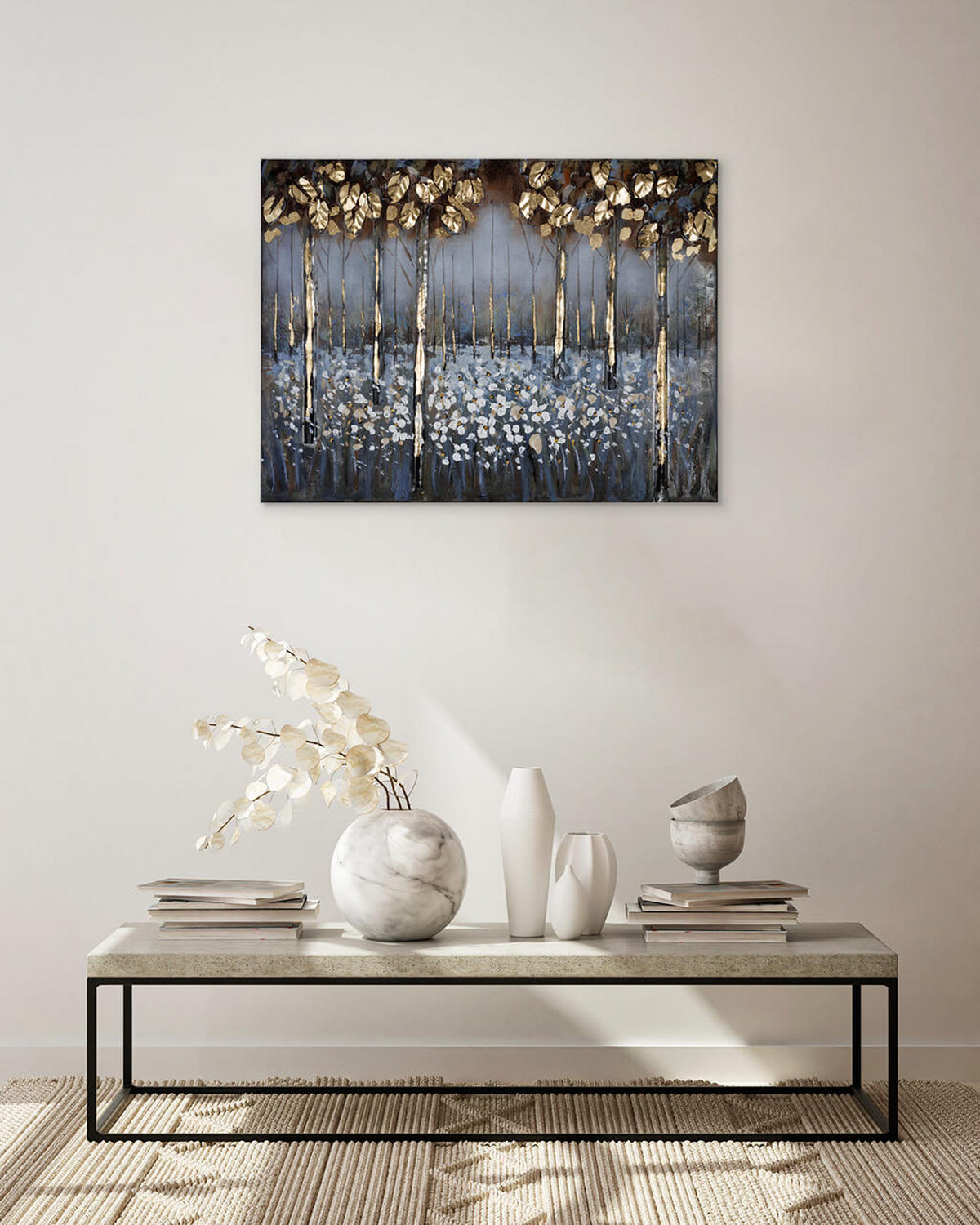 METALLBILD Weiß 100/70 cm - Weiß, Metall (4.2/70cm) - KUNSTLOFT