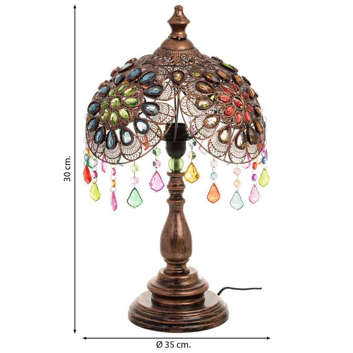 LAMPE aus Metall und Glas, 35x30cm - Multicolor, Metall (35/35/30cm) - Wanderlust