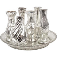 VASENENSEMBLE Poesie silberfarben 7-tlg. - Silberfarben, Glas (14cm) - FURNARO