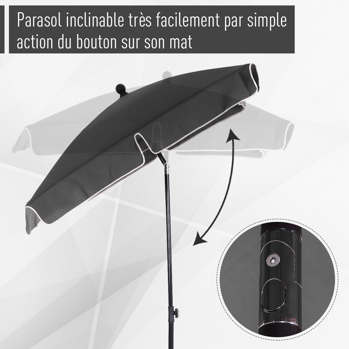 SONNENSCHIRM 200/130 cm DE-11621 Grau - Grau, Metall (130/198cm) - ComfortXL