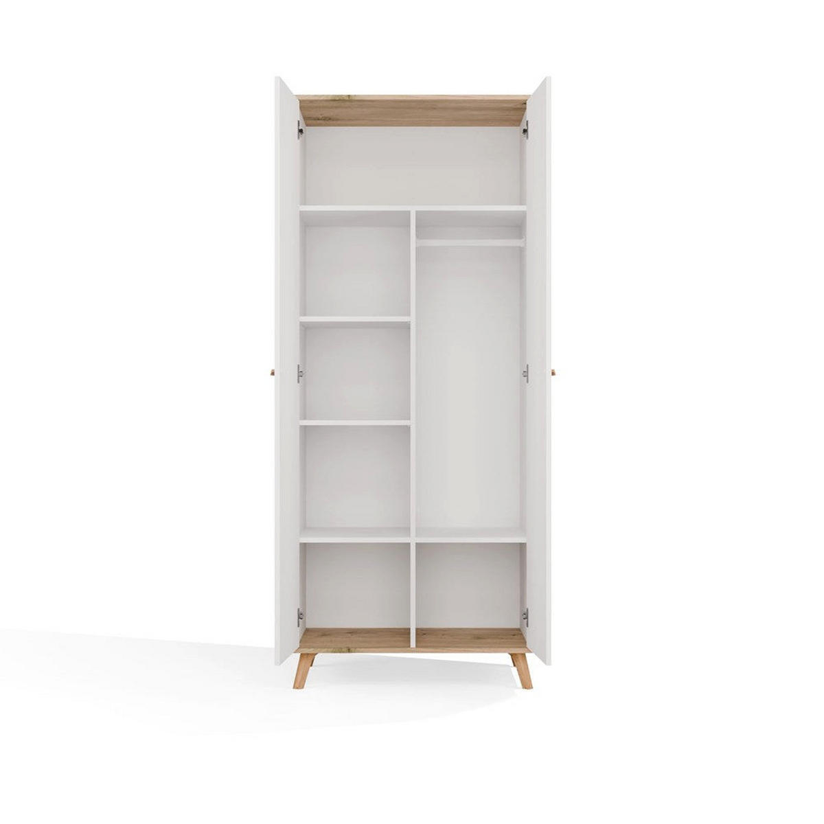 KLEIDERSCHRANK Luxi - Weiß, Holzwerkstoff (80/195/50cm) - kommodly