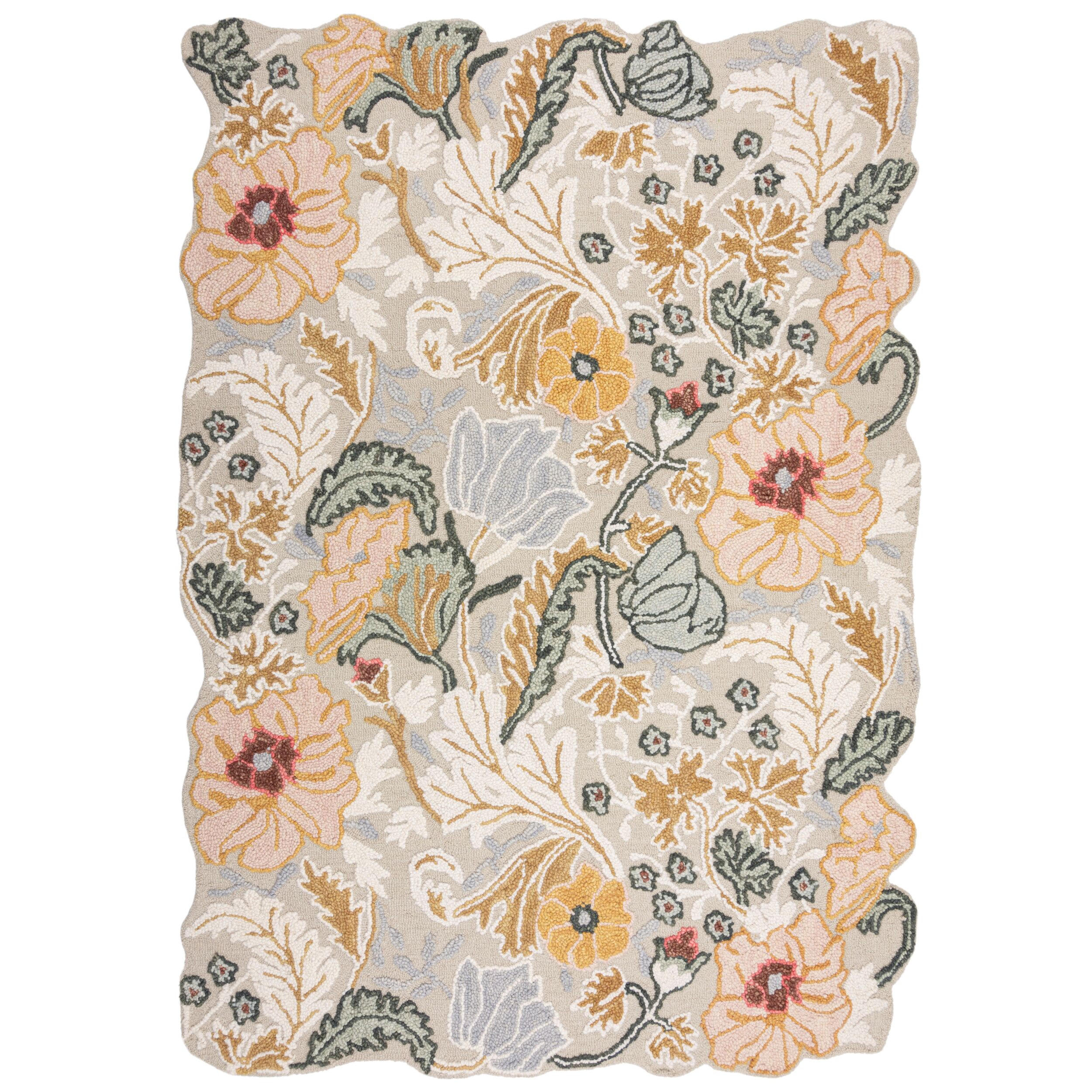WOLLTEPPICH Shaped Botanisch Floral, Wohnzimmer Hellrosa Rechteckig 200x290 - Rosa, Textil (200/290cm) - KADIMA DESIGN