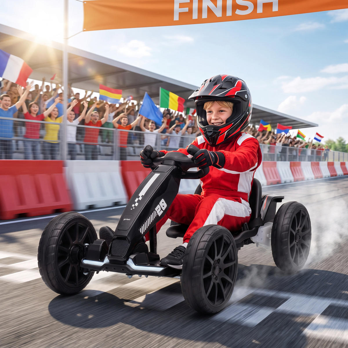 KINDER-GOKART Stahl EVA Schwarz - Schwarz, Metall (98/55.5/46.5cm) - AIYAPLAY