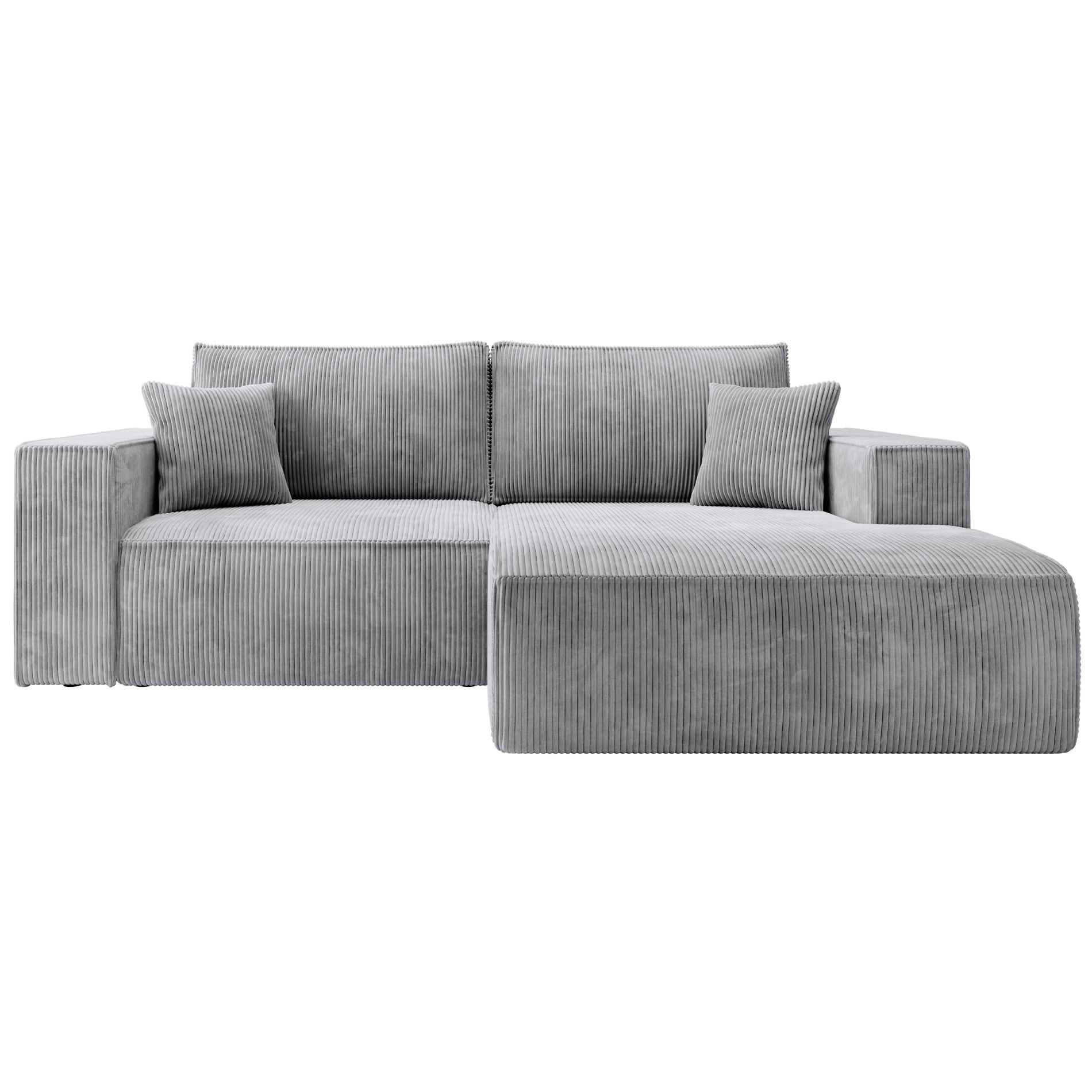 ECKSOFA Farese Mini mit Cordbezug Hellgrau, rechts - Hellgrau/Schwarz, Textil (167/240cm) - Selsey