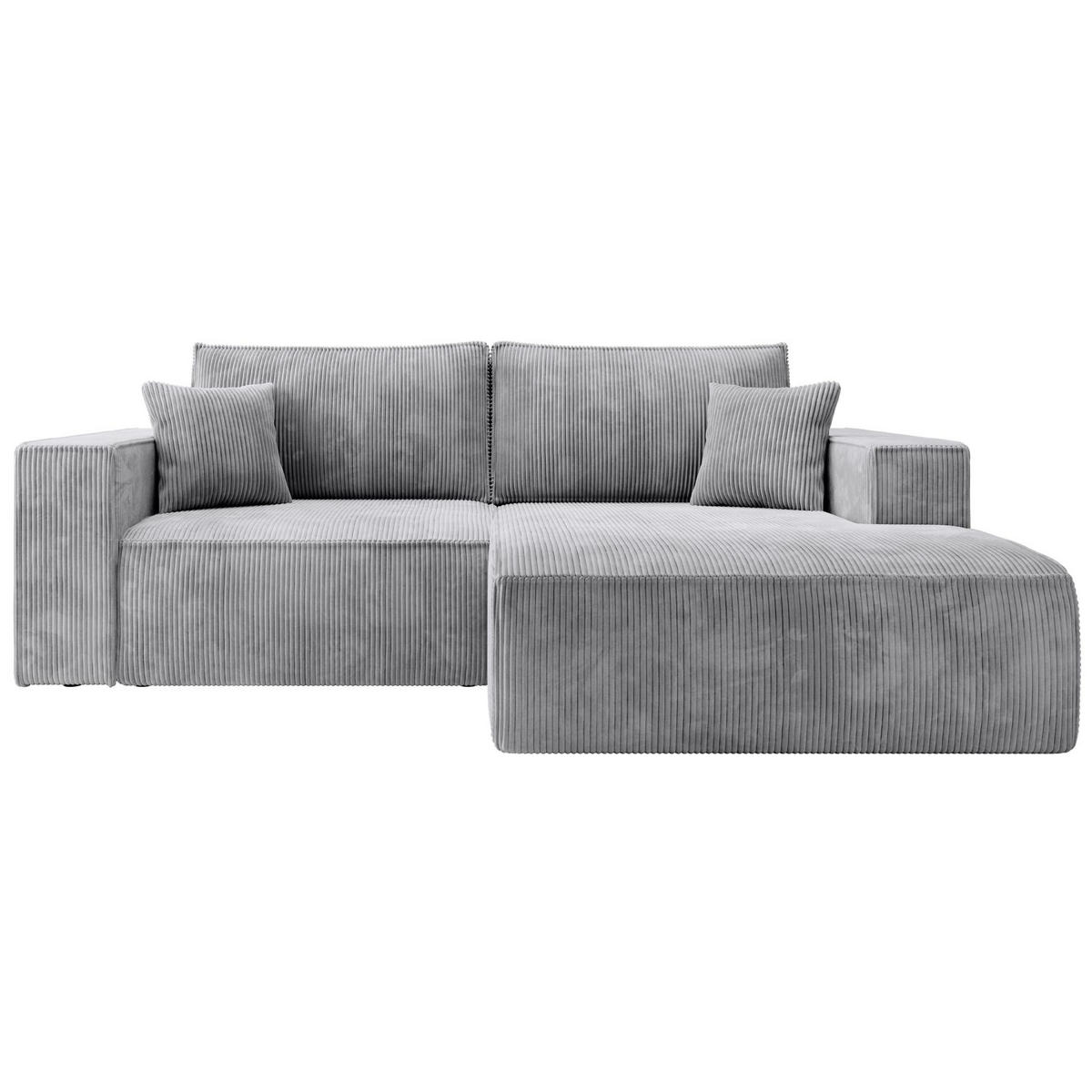 ECKSOFA Farese Mini mit Cordbezug Hellgrau, rechts - Hellgrau/Schwarz, Textil (167/240cm) - Selsey