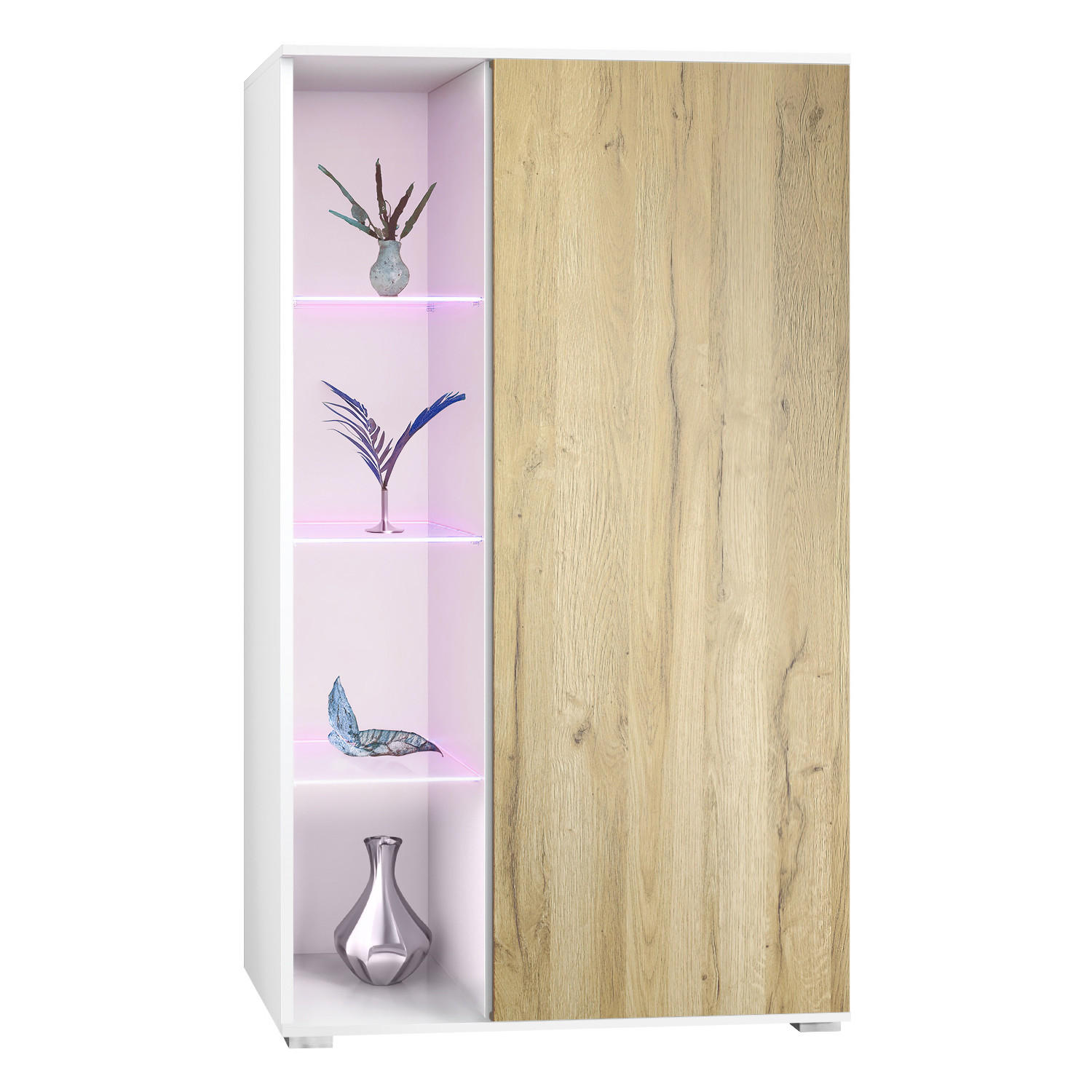 VITRINE Davos Eiche Natur - Eichefarben, Holzwerkstoff (71.5/134/35cm) - Vladon