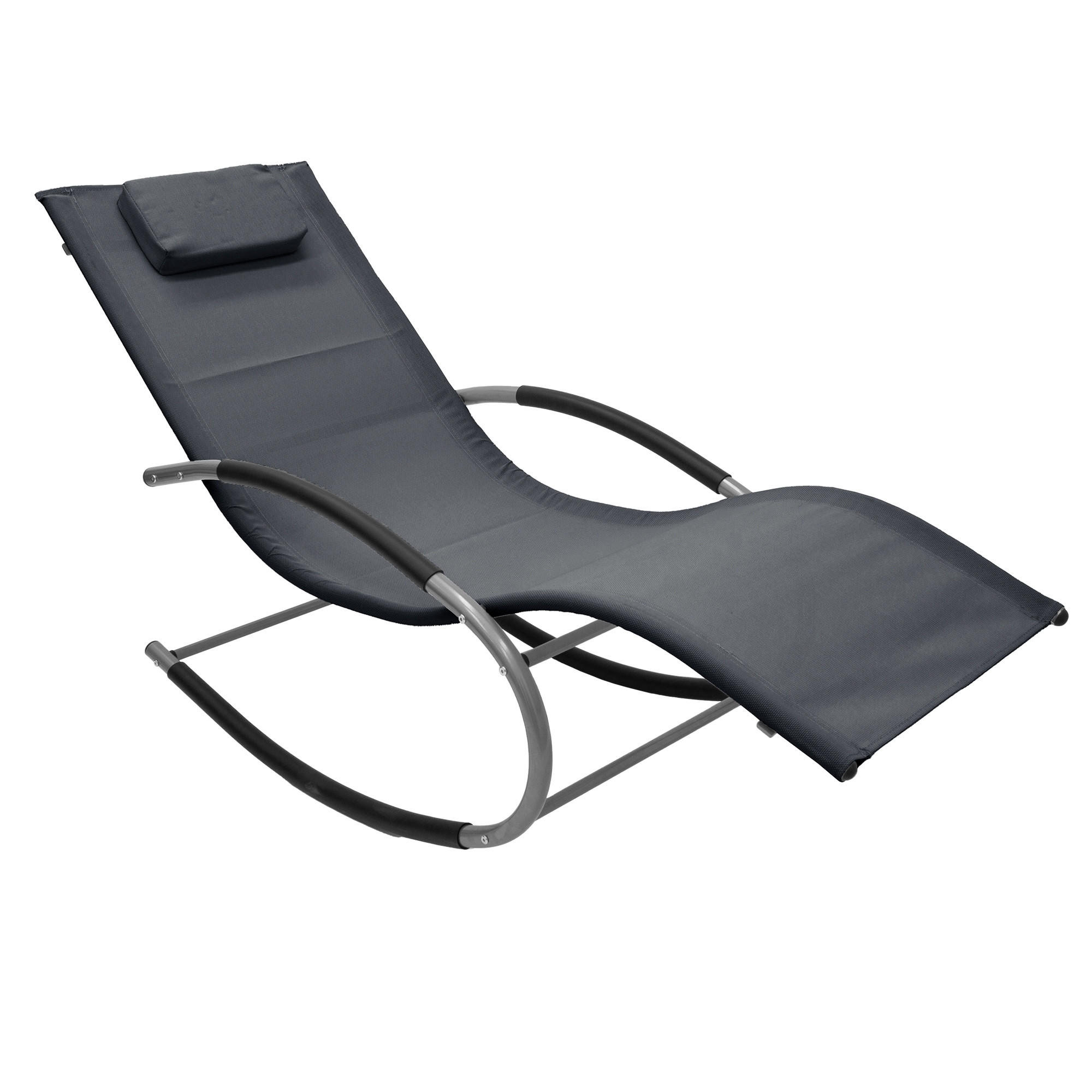 SCHAUKELLIEGE samt Anthrazit - Schwarz, Metall (62/85/160cm) - ML-DESIGN