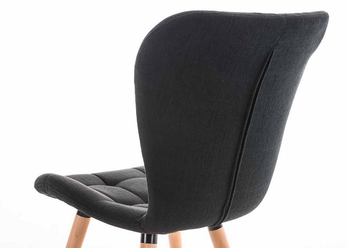 STUHL 4er Set Stoff schwarz - Eukalyptusholzfarben/Schwarz, Holz/Textil (50/88/63cm) - CLP