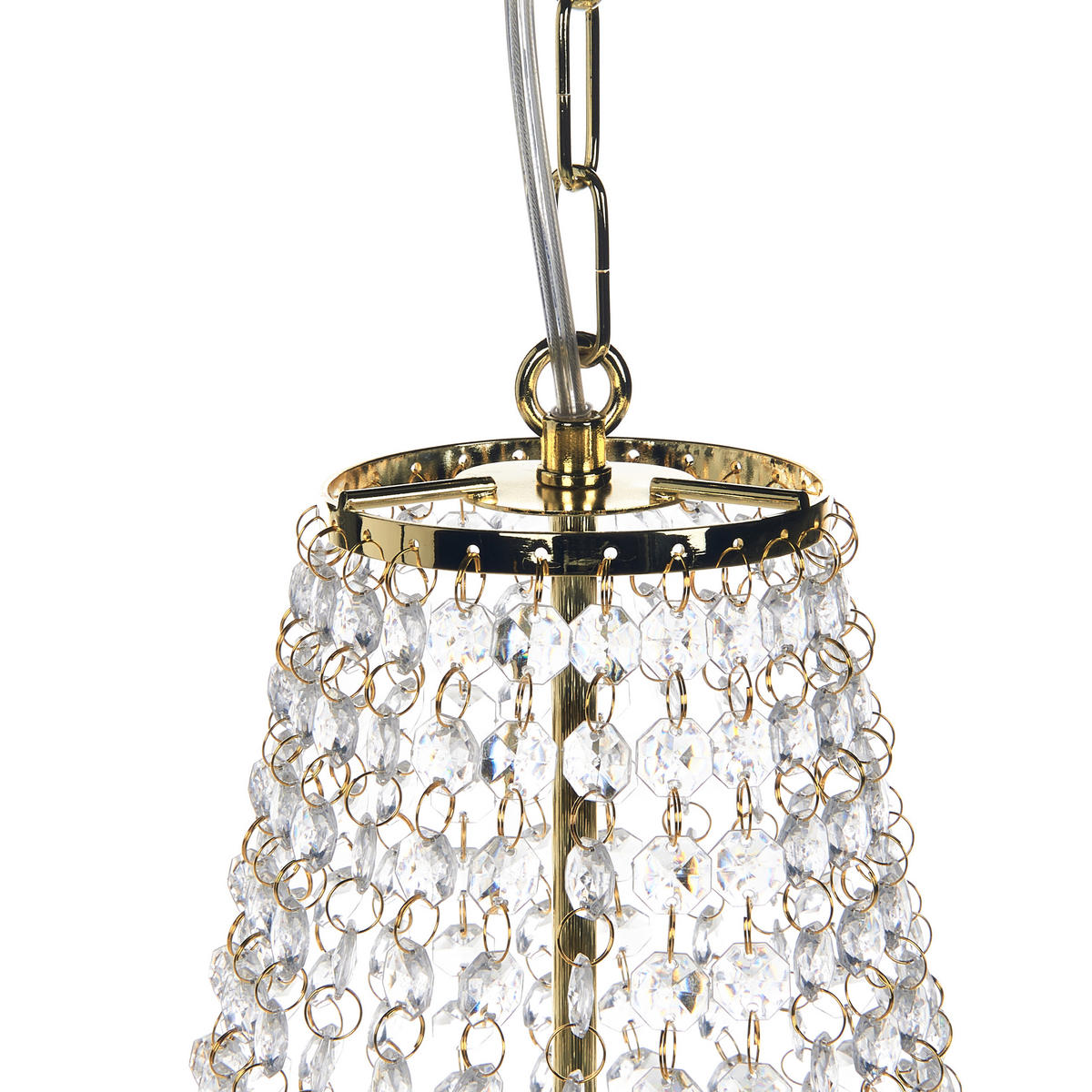 KRONLEUCHTER Metall Gold Diamante - Goldfarben, Metall (40/40/110cm) - Beliani