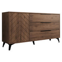 KOMMODE Xylix Bis 1D3SZ - Nussbaumfarben/Schwarz, Holzwerkstoff/Metall (154/80/40cm) - MIRJAN24