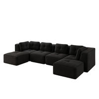 ECKSOFA 386/177/69 cm schwarz aus Cord modular ohne Aufbau - Schwarz, Textil (177/386cm) - OKWISH