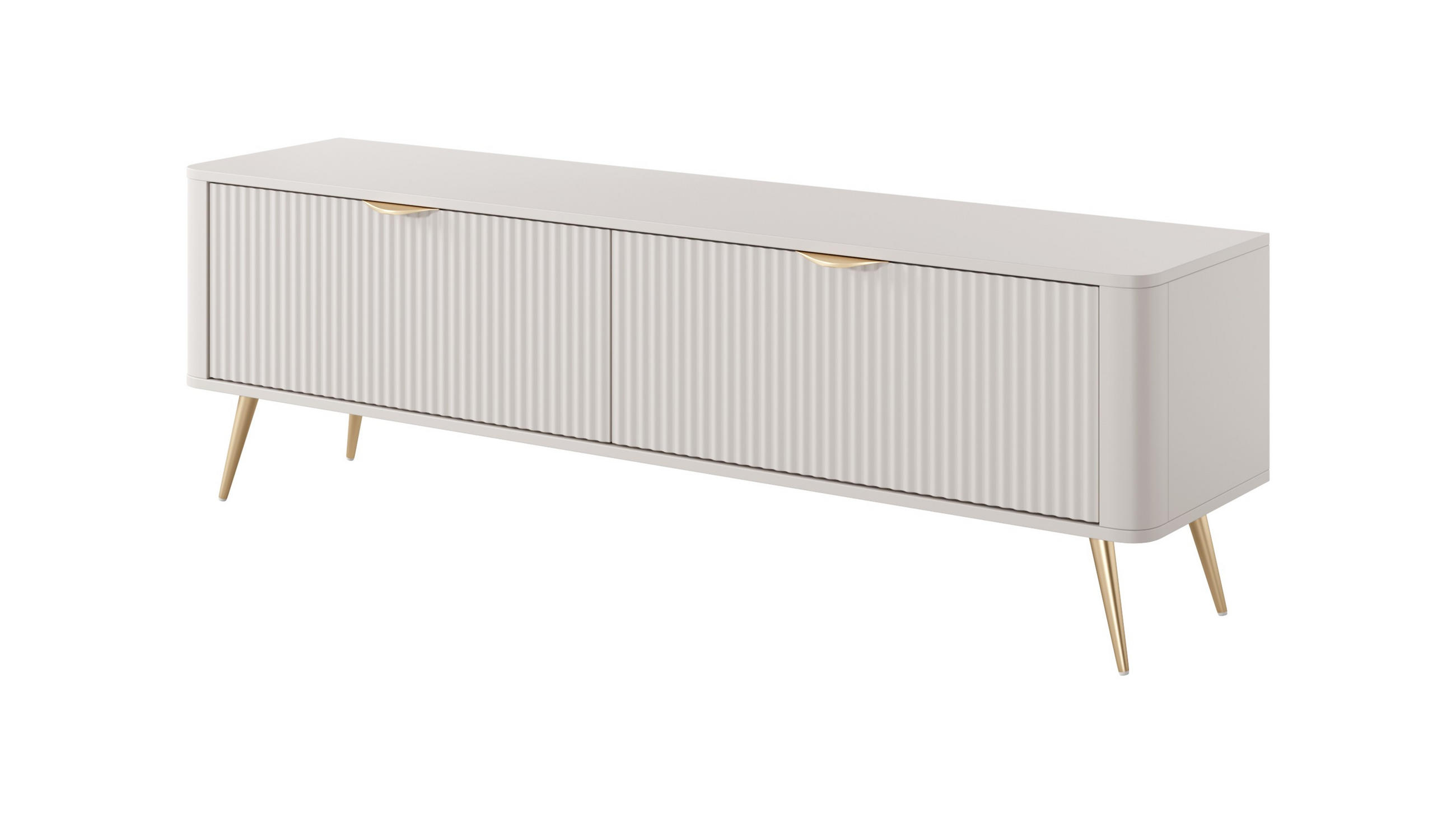 TV-SCHRANK Lante 163 Beige, Goldene Beine, Tv-Tisch mit 2 Türen - Beige, Holzwerkstoff (163/51/38cm) - Bettso