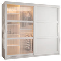 SCHWEBETÜRENSCHRANK 200/200/62 2-türig - Silberfarben/Weiß, Holz/Kunststoff (200/200/62cm) - Abiks Möbel