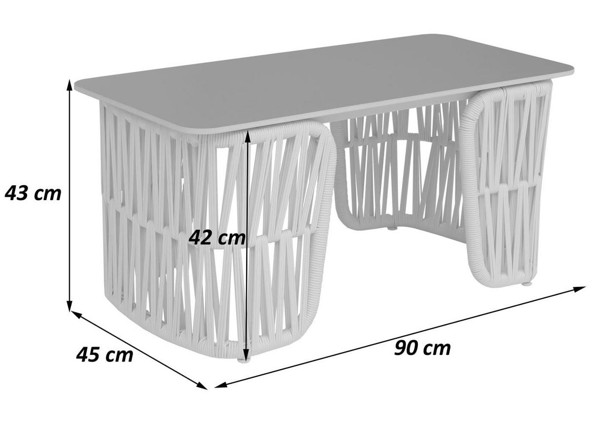 LOUNGETISCH eckig Hellgrau, Grau - Hellgrau/Grau, Metall (45/90/43cm) - MCW