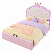 POLSTERBETT 140/200 cm aus PU mit LED-Licht und Stauraum, Rosa - Pink, Kunststoff (140/200cm) - OKMYHOME