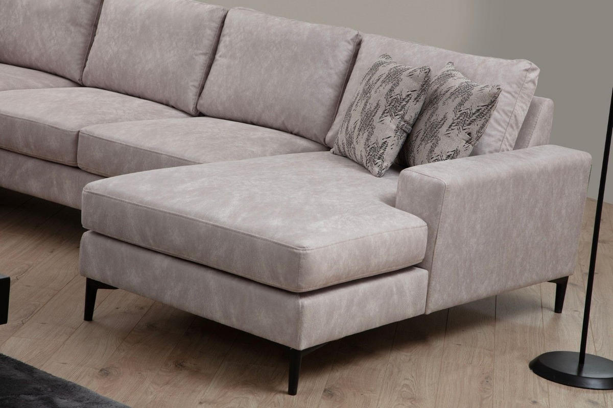 WOHNLANDSCHAFT mit großzügiger Sitzfläche für die ganze Familie - Beige/Schwarz, Holzwerkstoff/Kunststoff (314/90/200cm) - myHomelando