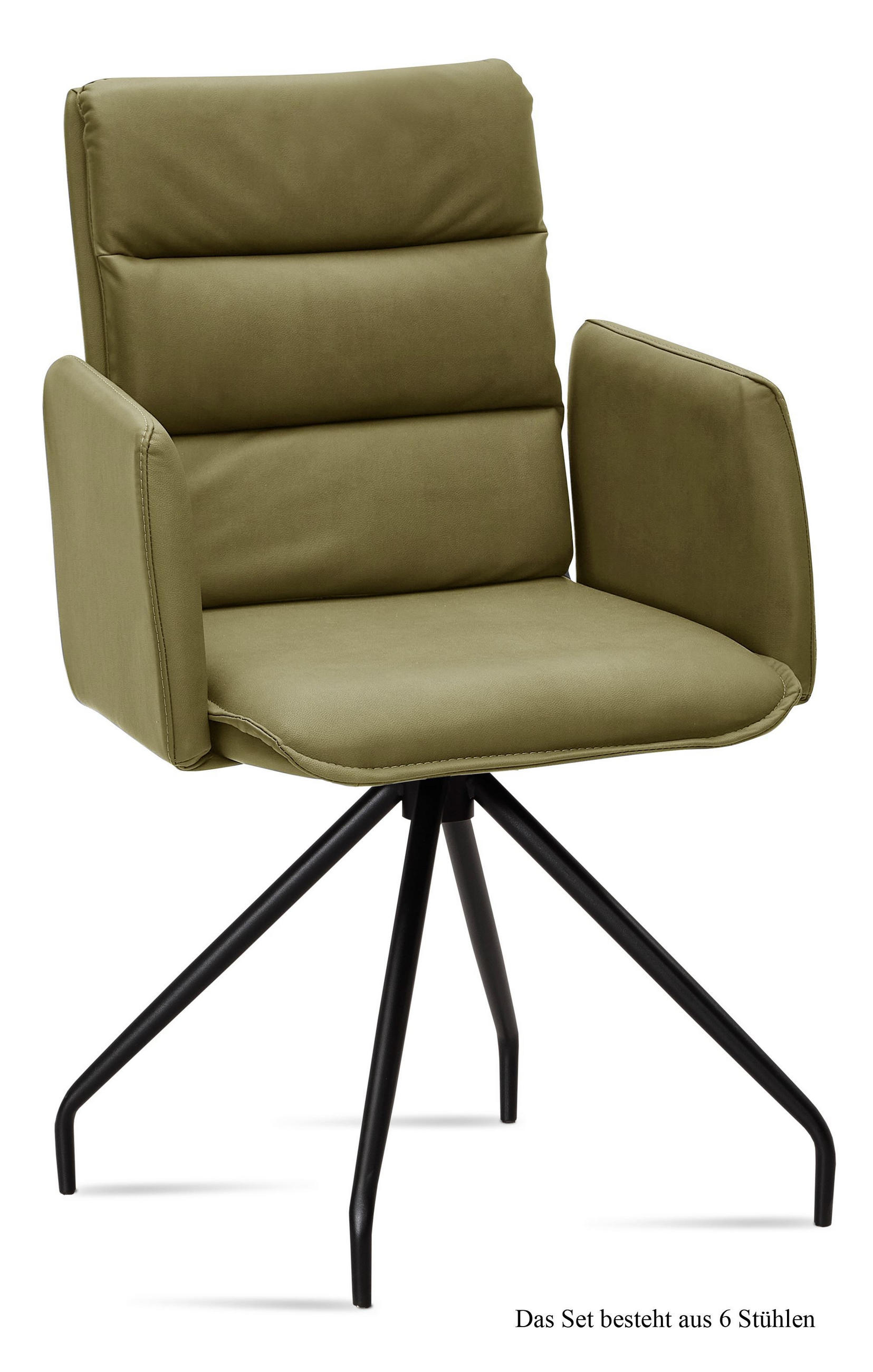 ARMLEHNSTUHL (6er-Set) Dianne 52x92x60 Schwarz/Olivgrün - Schwarz/Olivgrün, Kunststoff (60/92/52cm) - 58aufmkessel