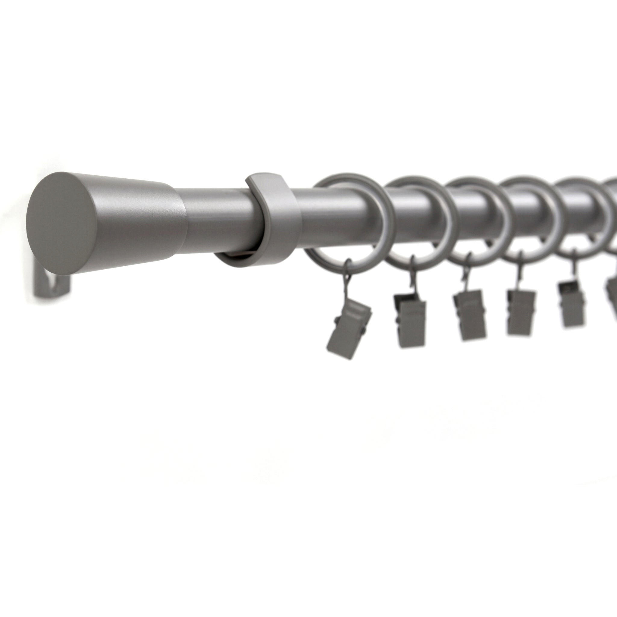 GARDINENSTANGE 1-lauf Kegel - Grau, Metall (160cm) - Deco-Raum