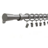 GARDINENSTANGE 1-lauf Kegel - Grau, Metall (140cm) - Deco-Raum
