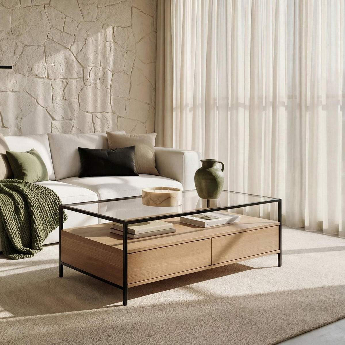 COUCHTISCH FESTER Petra Schwarz 120 cm x 40 cm - Schwarz, Holzwerkstoff (60/120/40cm) - Klast Home