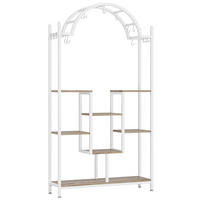 PFLANZENREGAL 5-stufiger, 190cm gewölbtes,Metall,mit Aufhängehaken - Weiß, Holzwerkstoff (100/190/30cm) - Kaket