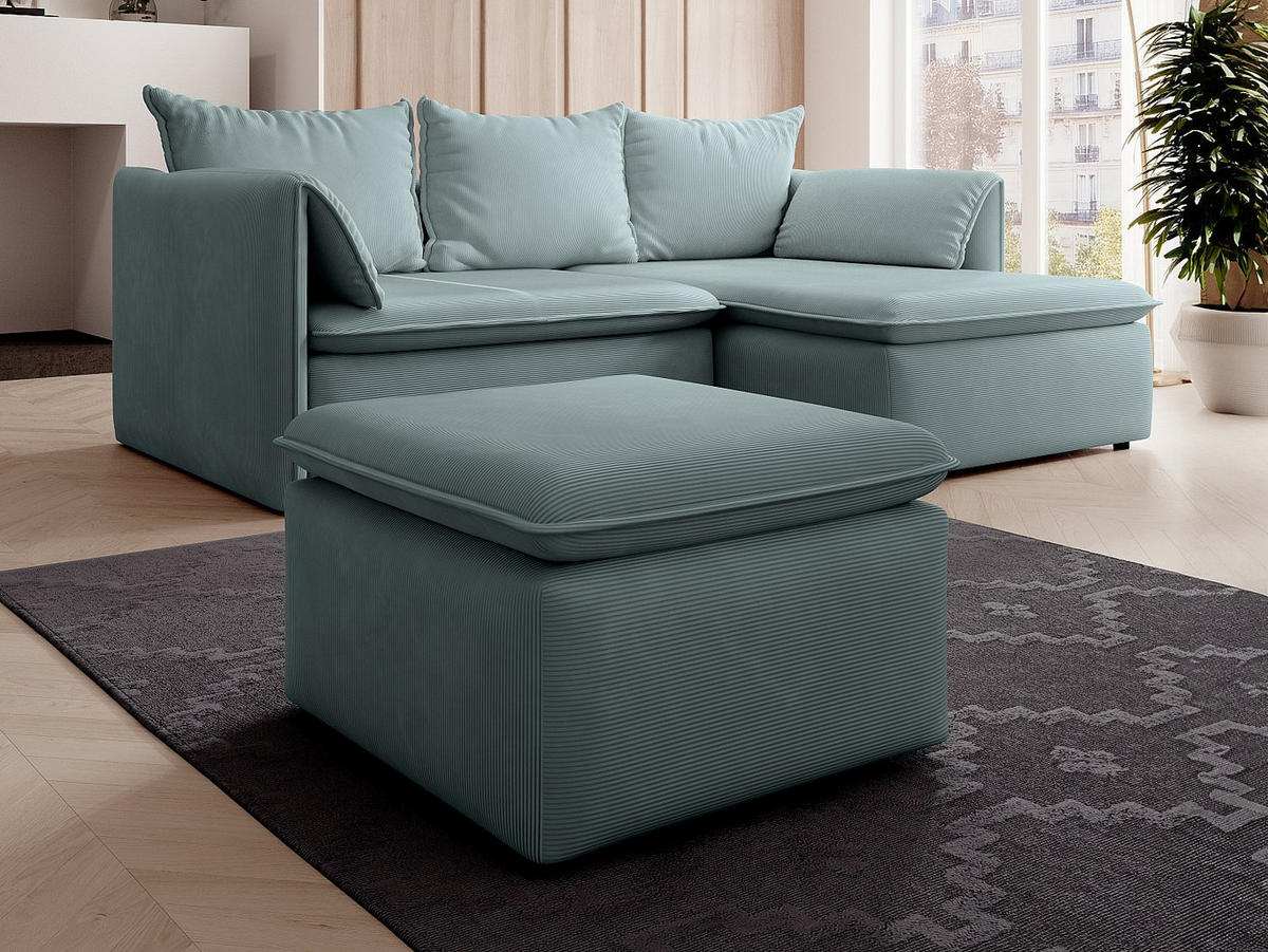 SITZHOCKER - 1 Person - Samt, Stoff - Blaugrün - TEODORA - Grün, Textil (70/43/70cm) - Vente-Unique
