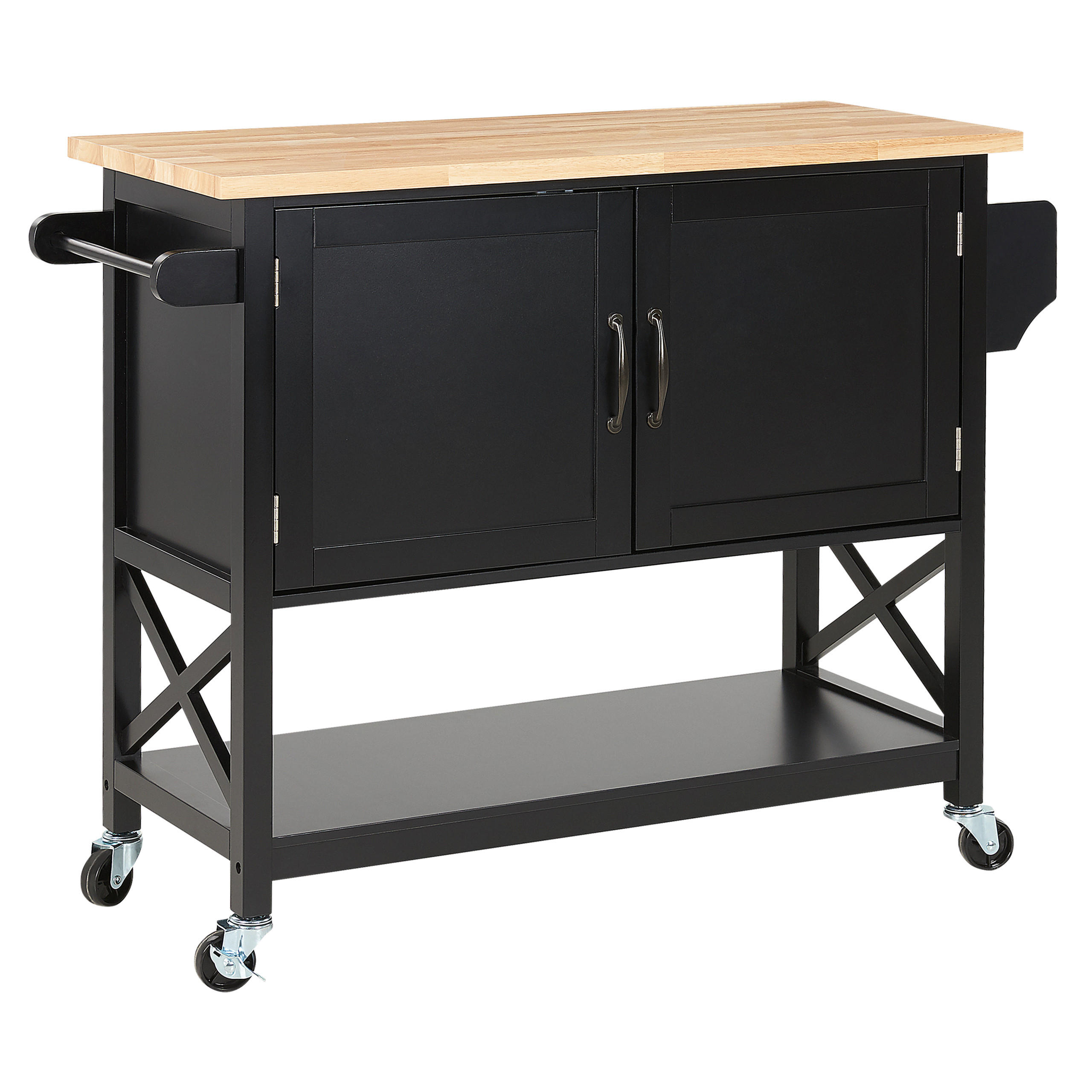 Beliani Servierwagen Schwarz, Braun 102x90x44 cm