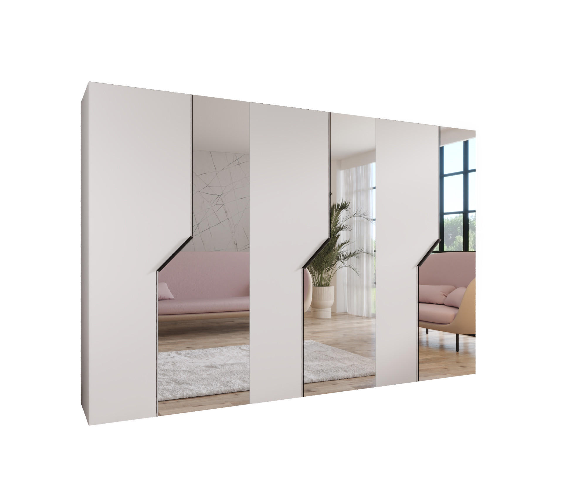 Abiks Möbel Drehtürenschrank Weiß, Schwarz 300x202x52 cm