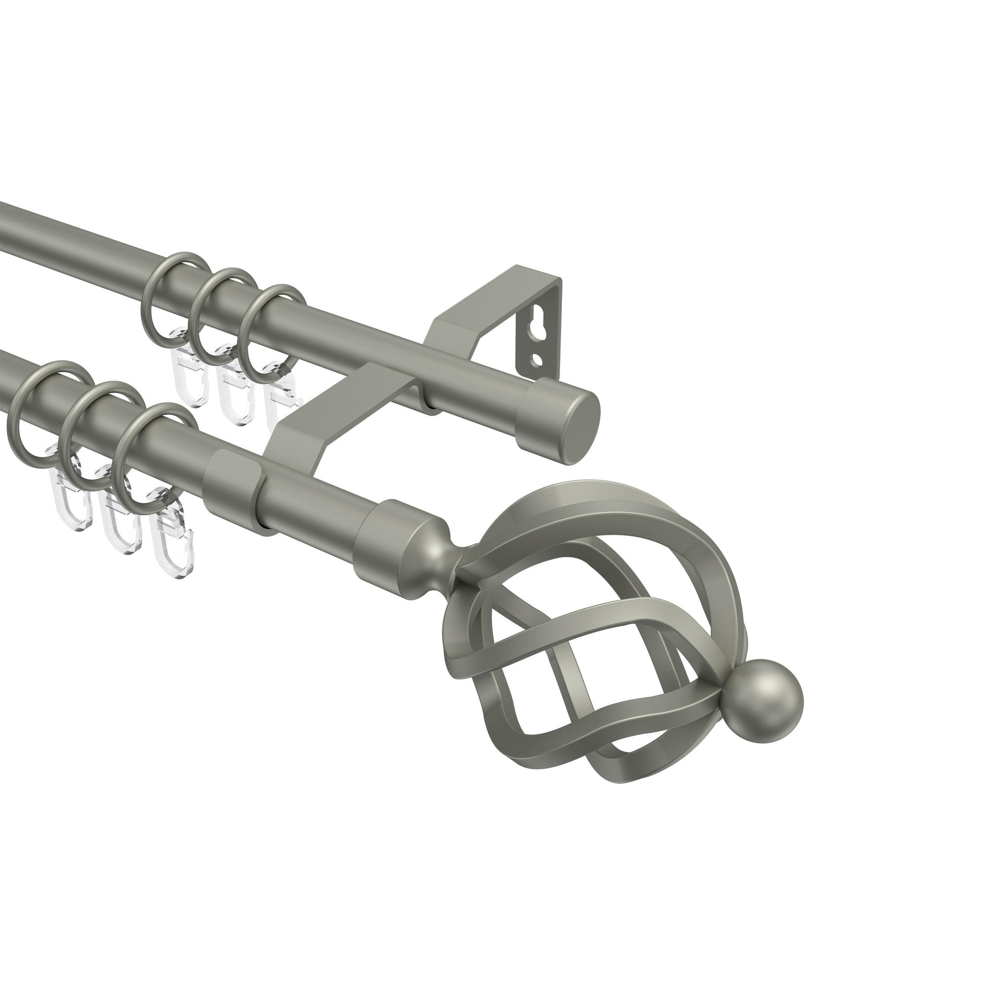 GARDINENSTANGE Olymp Paolo 520 cm (geteilt in 4 x 130 cm), 2-läufig, 16 mm Ø Chrom matt - Chromfarben/Nickelfarben, Metall (520cm) - INTERDECO