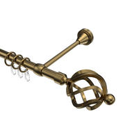 GARDINENSTANGE Primus Paolo 240 cm (geteilt in 2 x 120 cm), 1-läufig, 16 mm Ø Messing Antik - Messingfarben/Bronzefarben, Metall (240cm) - INTERDECO