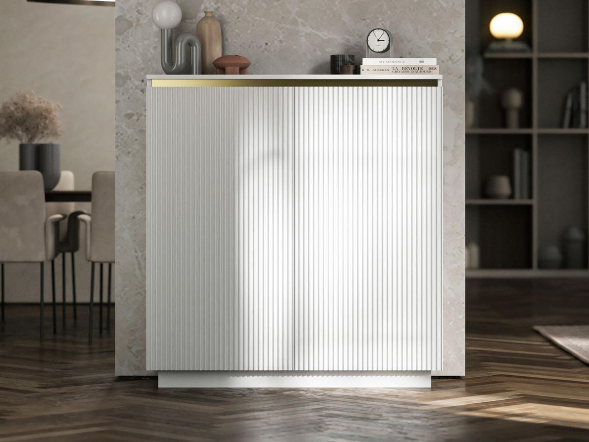 HIGHBOARD Selene 2D Weiß Matt 111 cm Glamour - Weiß, Holzwerkstoff (110.8/118/35cm) - Meble Lindner