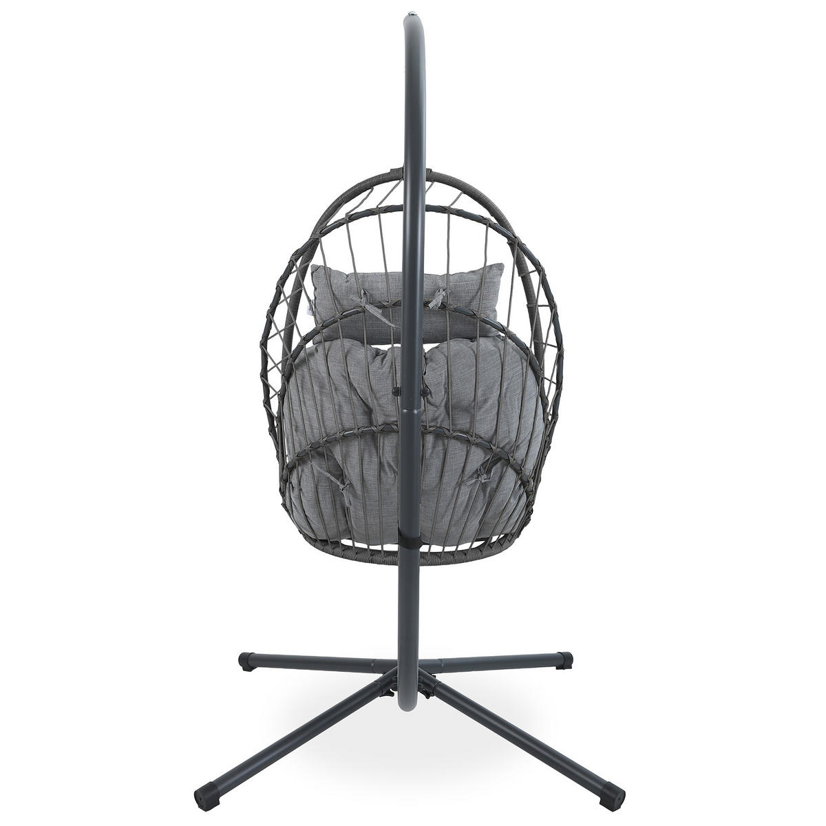 HÄNGESESSEL Mykonos mit stabiler Stahlrahmen, 109 cm, Grau - Grau, Metall (109/192/124cm) - Beautysofa