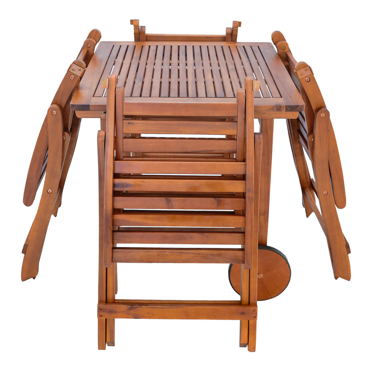 GARTENMÖBEL-SET 5 TLG. Ancarano - Akaziefarben, Holz - [en.casa]
