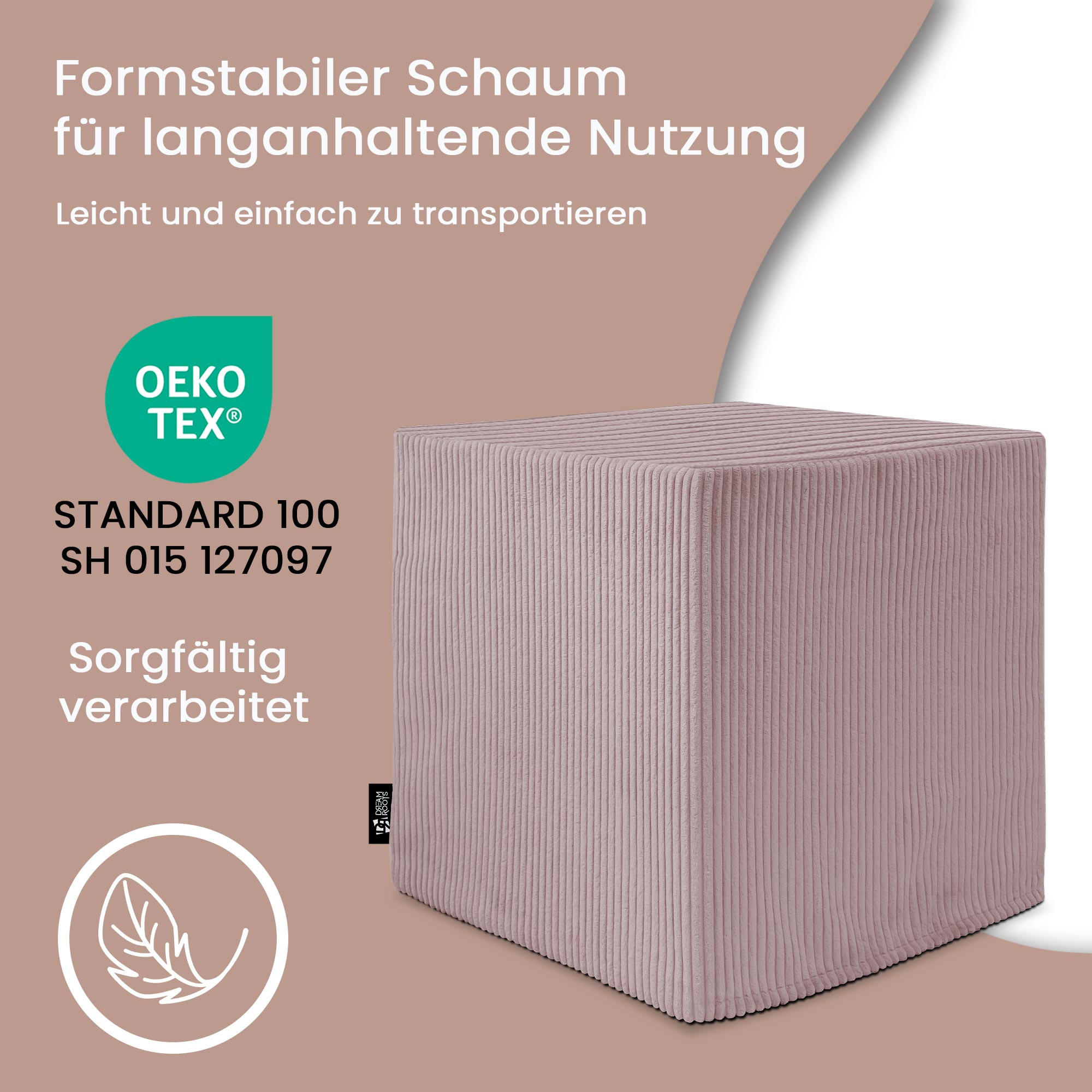 Dreamroots Sitzwürfel Rosa 50x50x50 cm