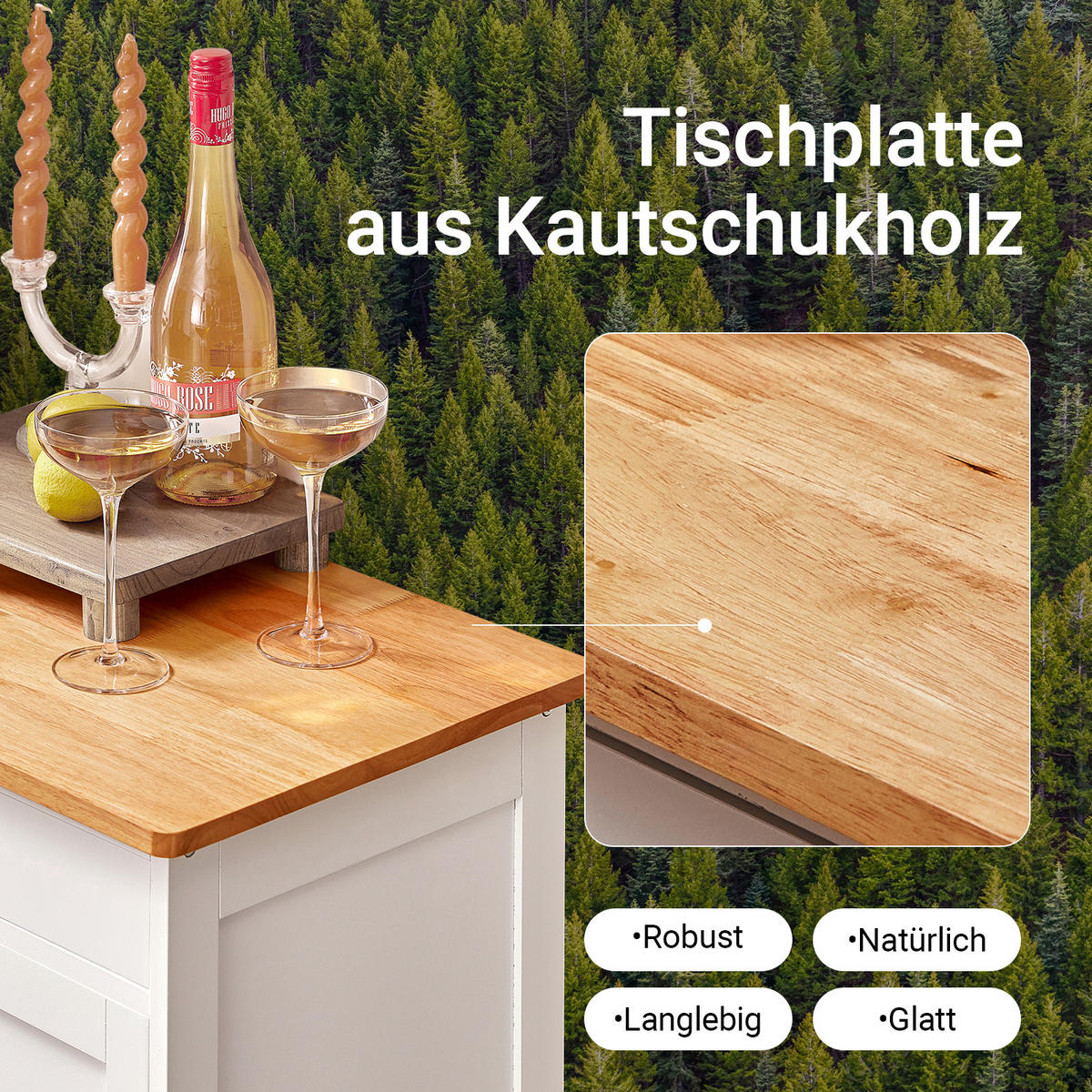 KÜCHENWAGEN Weiß - Weiß, Holzwerkstoff (67/87/38cm) - SoBuy