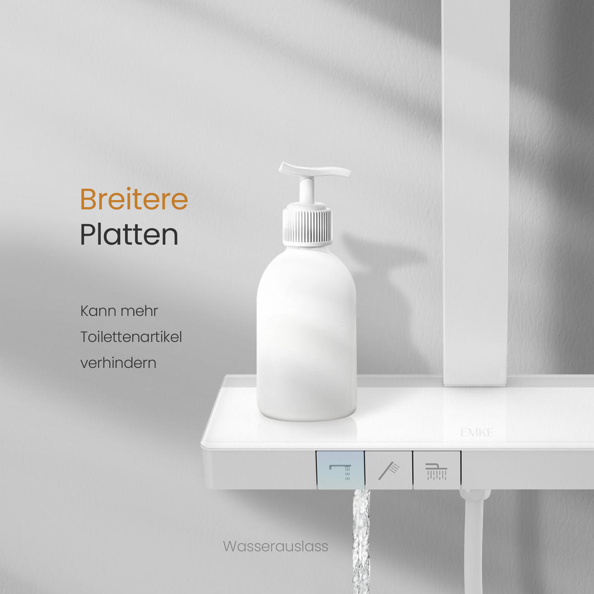 ÜBERKOPFBRAUSESET mit Brausethermostat Temperaturanzeige Weiß - Weiß, Metall (43.7/112.2/62.5cm) - EMKE