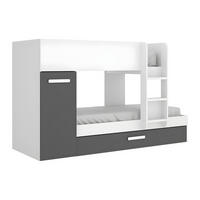 ETAGENBETT Ausziehbett mit Stauraum - 3 x 90 x 190 cm - Weiß & Anthrazit - ANTHONY - Anthrazit, Holz (97/243cm) - Vente-Unique