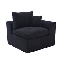 SESSEL Cord-Sofa mit Federkern-Polsterung und Kissen, Montagefrei - Schwarz, Textil (101/84/102cm) - Urban Meuble