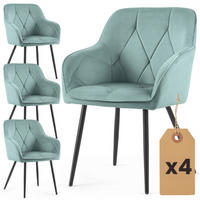 ČALÚNENÉ STOLIČKY 4-dielna sada, kovové nohy tyrkysová, čierna 54,5/82,5/58 - čierna/tyrkysová, textil (55/83/50cm) - RAUMHIRSCH FURNITURE