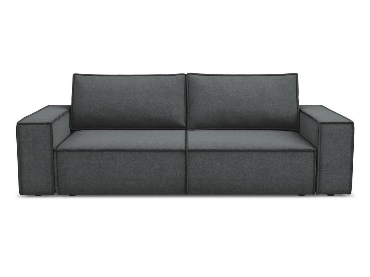 3-SITZER SOFA mit Schlaffunktion Strukturstoff Stoff Grau - Schwarz/Grau, Kunststoff/Textil (255/85/105cm) - Makamii
