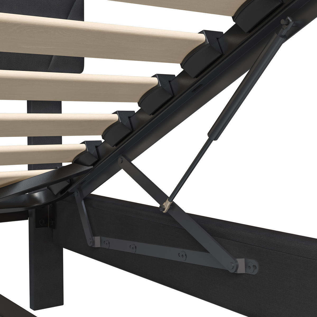 POLSTERBETT Modern 140/200 cm mit Bettkasten & App-LED Kunstleder Schwarz - Schwarz, Textil (140/200cm) - Creahappy