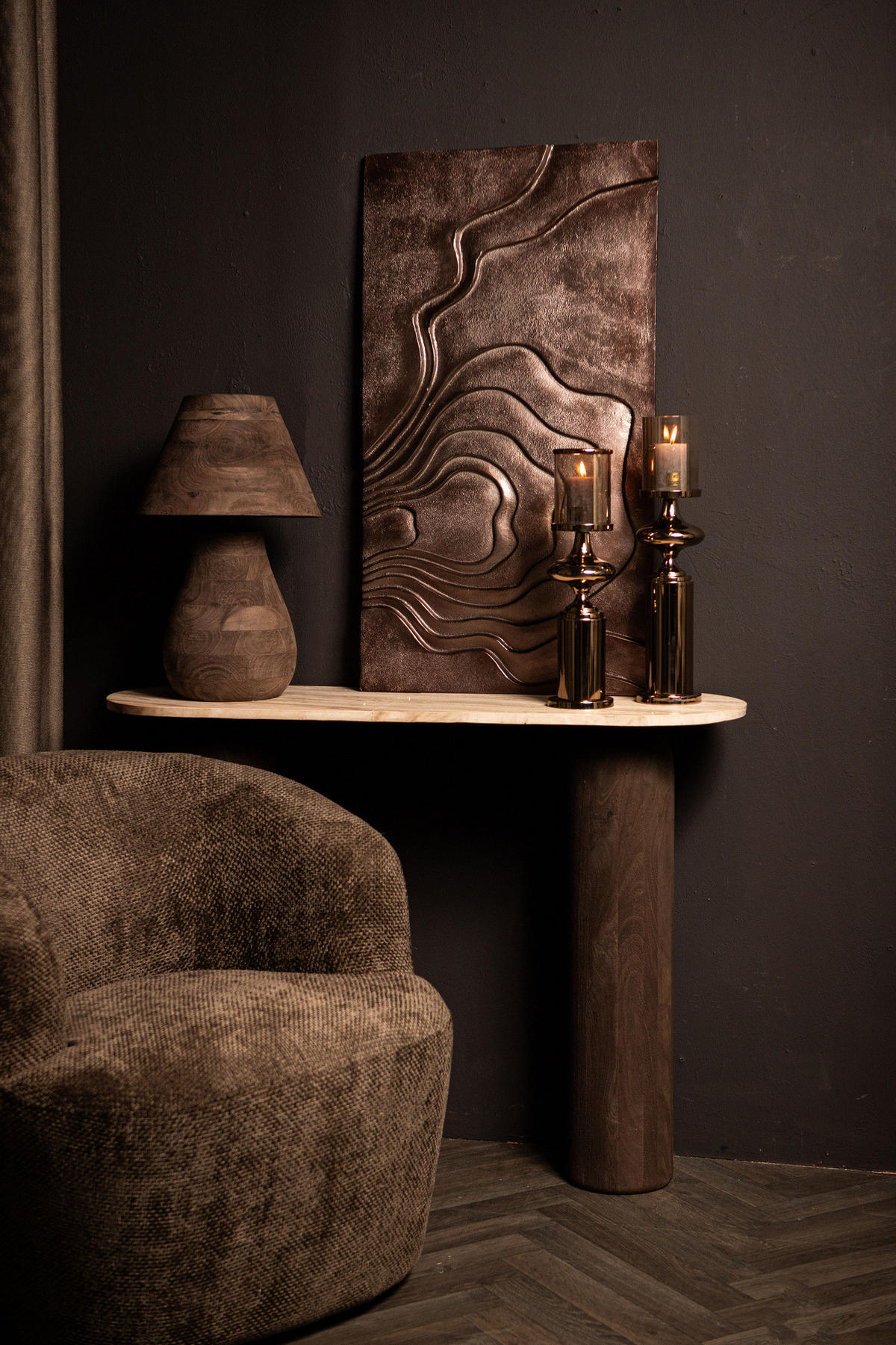 TISCHLAMPE Peake Braun 38/38/64cm - Braun, Holz (38/38/64cm) - PTMD Collection