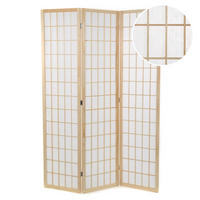 RAUMTEILER Canva 3-tlg. Holz, Reispapier - Hellbraun, Holz (120/170/3cm) - DESIGN DELIGHTS