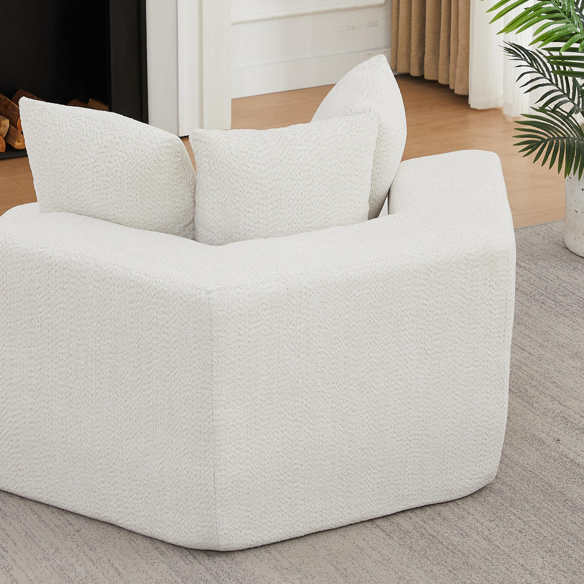 SESSEL DE-34513 sechseckig mit 3 Kissen Beige - Beige, Textil (122/76/138cm) - ComfortXL