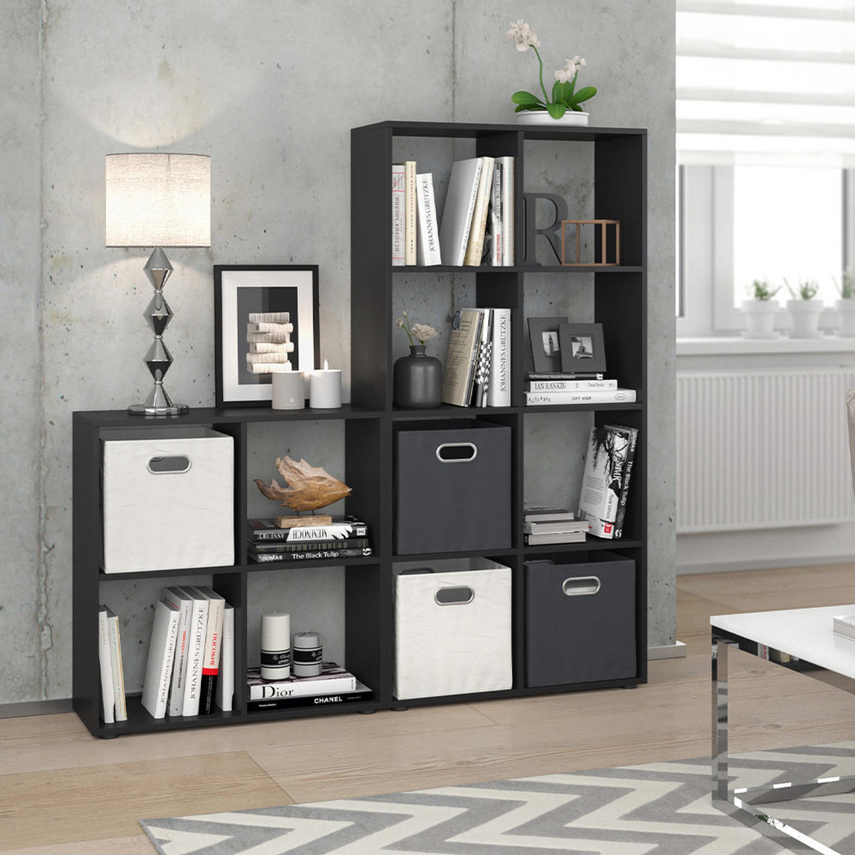 RAUMTEILER Scutum Schwarz 143 x 72 cm - Schwarz, Holzwerkstoff (143/72/29cm) - Vicco