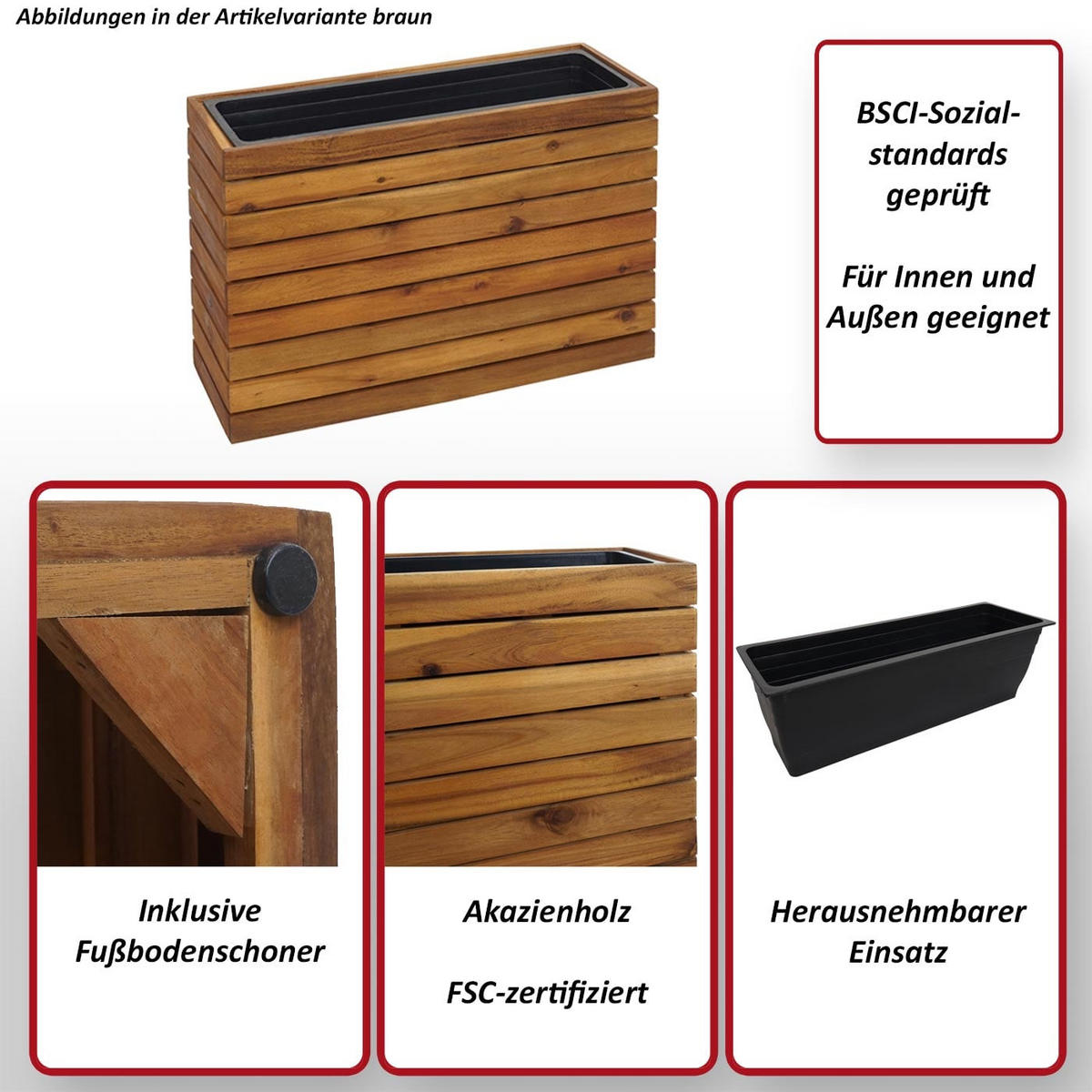 ZÁHONOVÝ KORZÍN Světle hnědý - světle hnědá, dřevo (63/41/23cm) - MCW